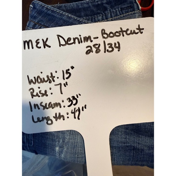 MEK Denim New Oaxaca Bootcut Jeans Women's Size 28/34 Blue Wash Distressed - Picture 11 of 12